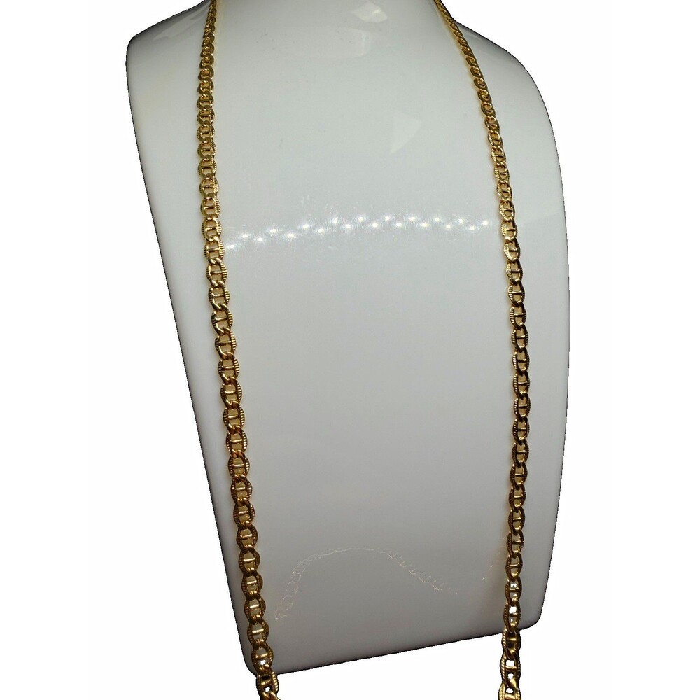 18K Gold Tone Figaro Chain Necklace, Metal Chain Style, No Main Stones 26” 14 g